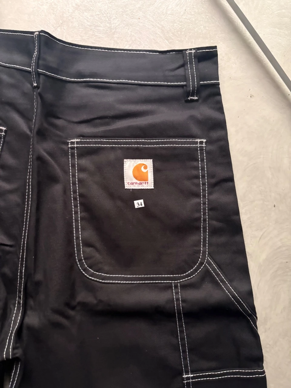 Carhartt Workwear Cargo Shorts Zwart W34 – Witte stiksels – Uitstekende staat – photo 2